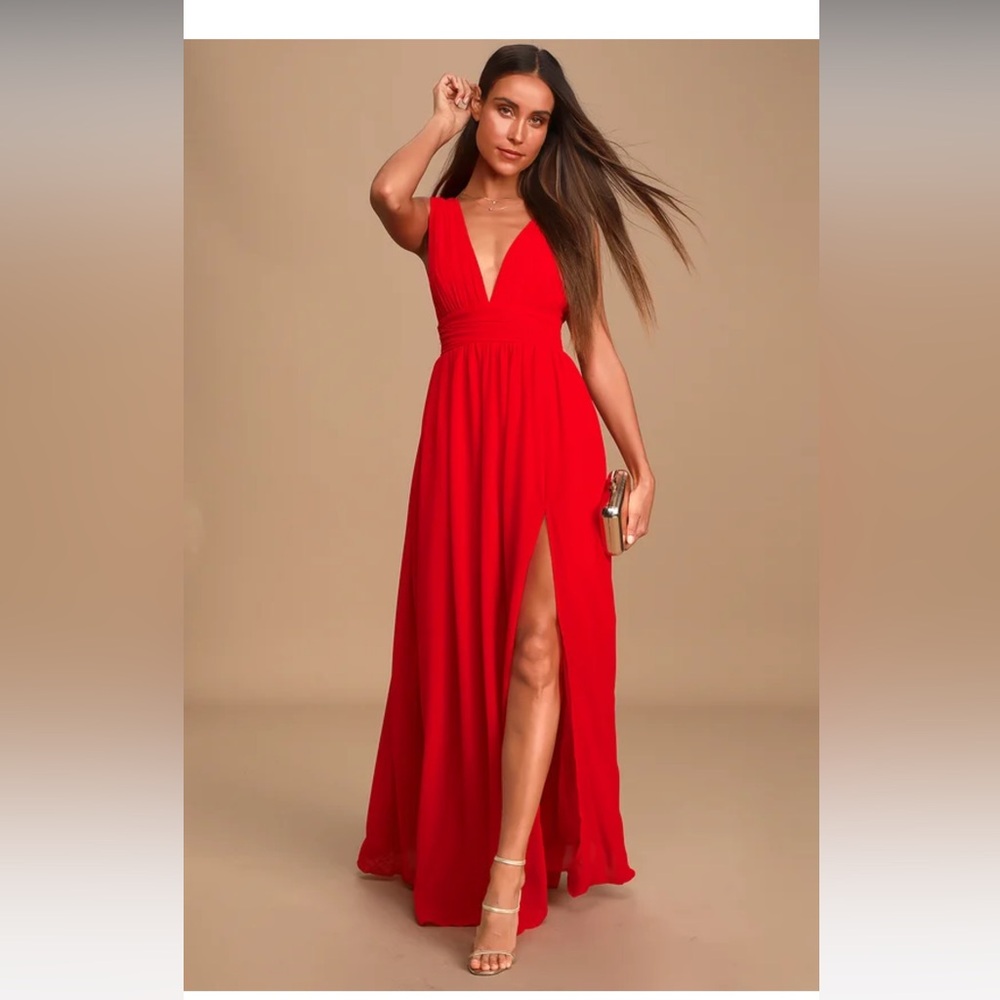 LULUS Heavenly Hues Red Maxi Dress Size Small